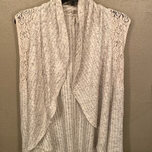 Cowl neck lace trim vest